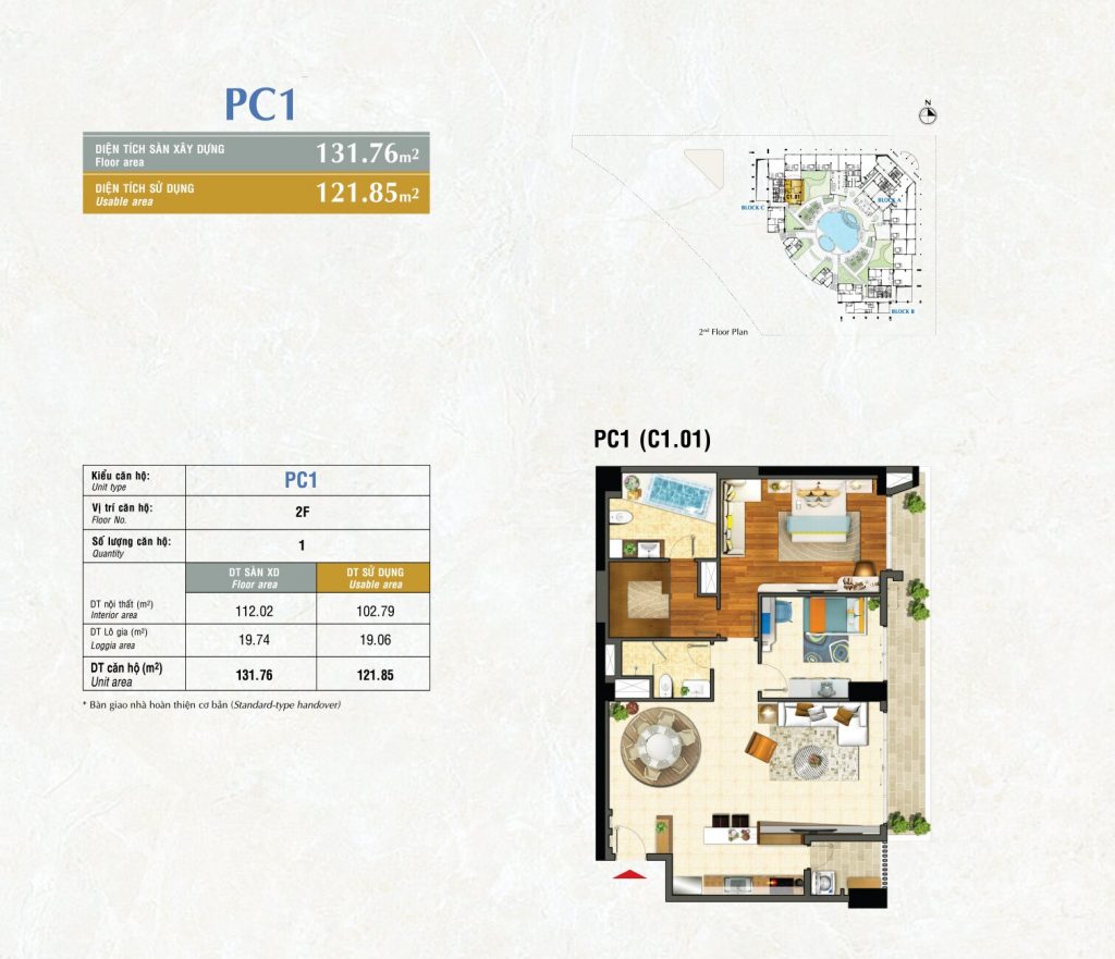 Kiểu căn hộ PC1 Riverpark Premier