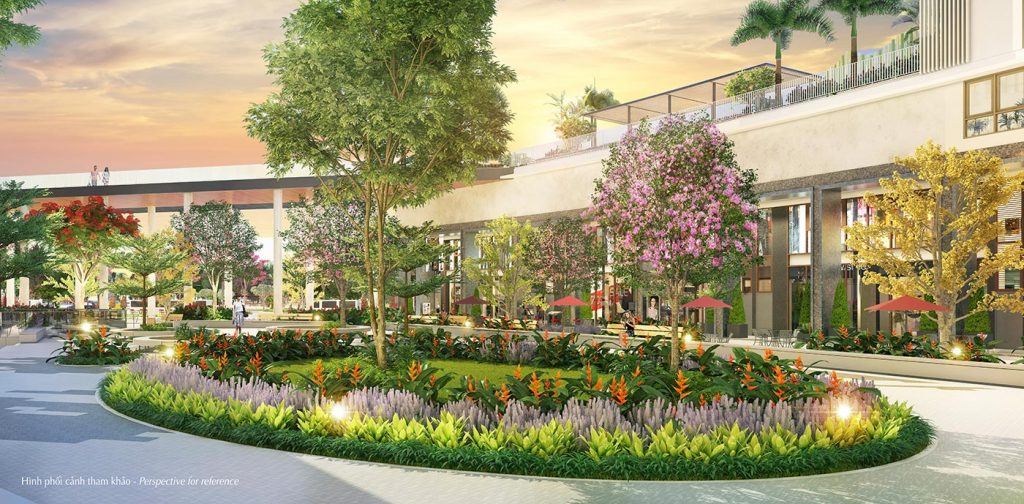 Các hoa viên được bố trí liền kề các shop ở khối đế, tạo nên những không gian có tĩnh có động, phù hợp với sở thích của nhiều đối tượng cư dân