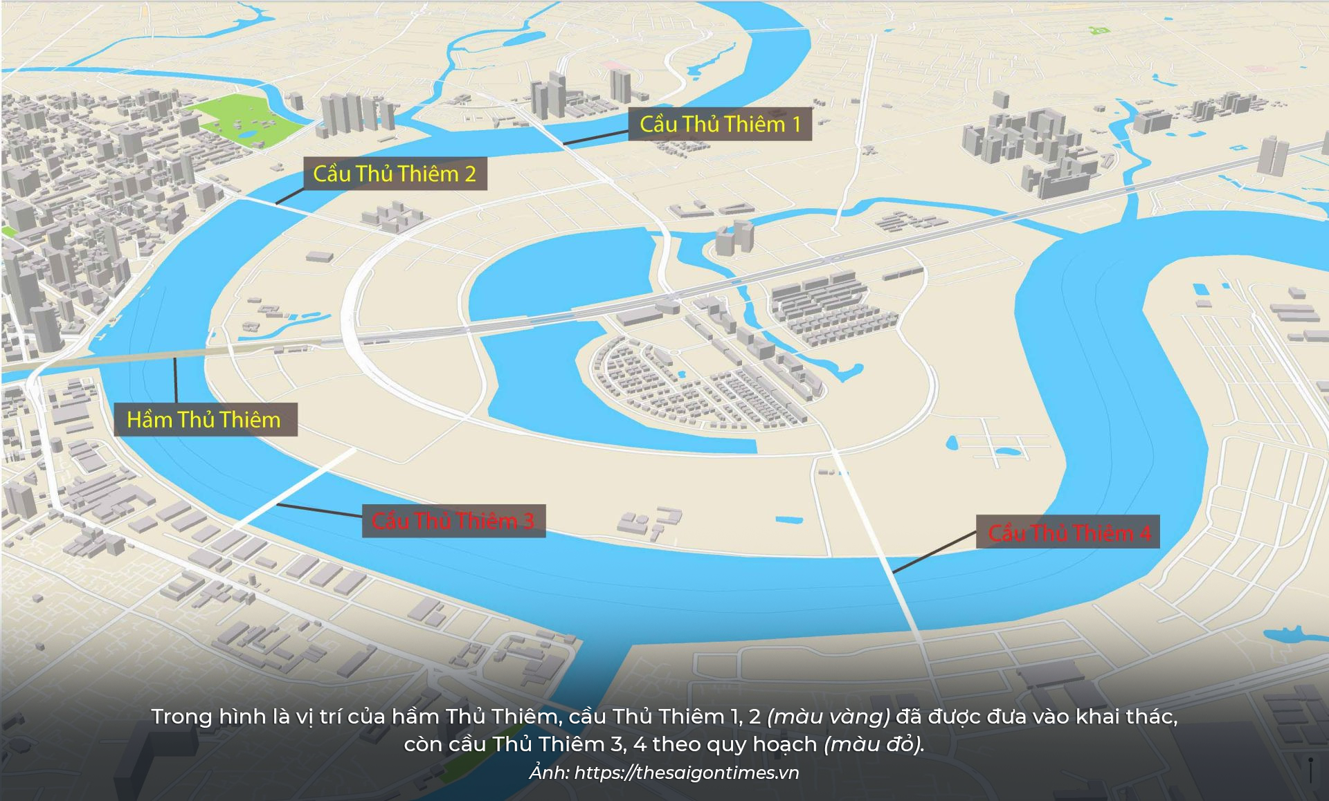Theo quy hoạch, cầu Thủ Thiêm 4 sẽ được xây dựng từ đường Nguyễn Cơ Thạch (Thủ Đức) bắc qua sông Sài Gòn, nối vào đường Lưu Trọng Lư, quận 7.