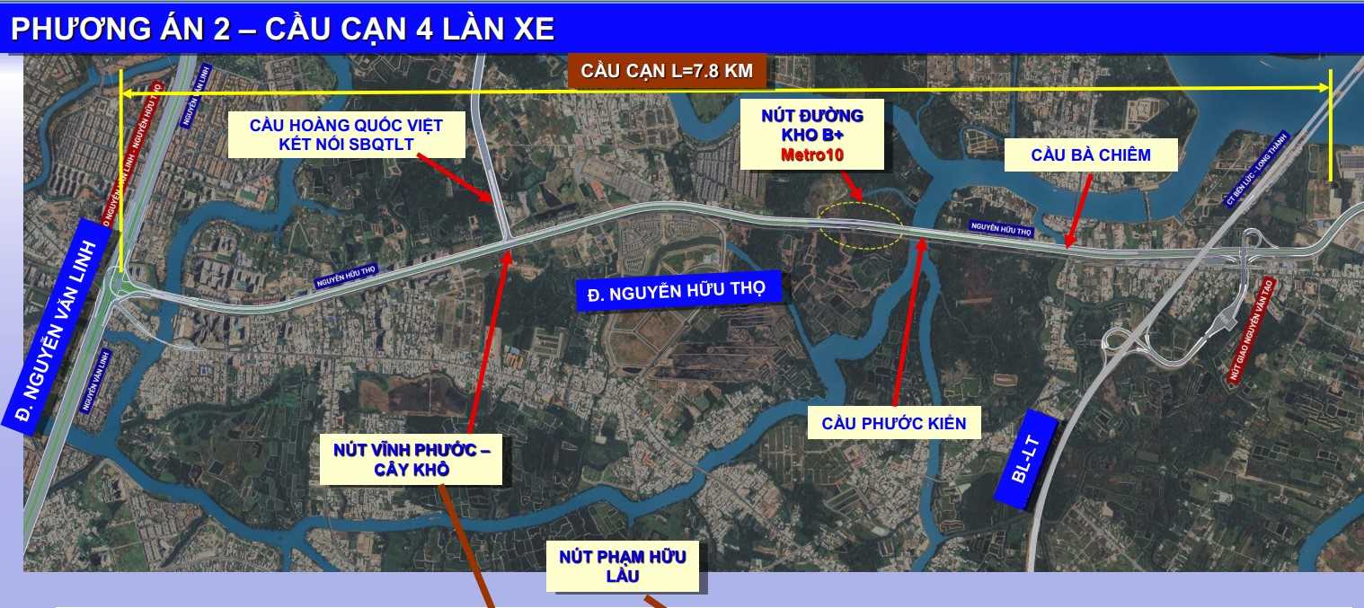 Đường Nguyễn Hữu Thọ sẽ được xây đường trên cao dài 7,2km. Ảnh: Sở GTVT TPHCM