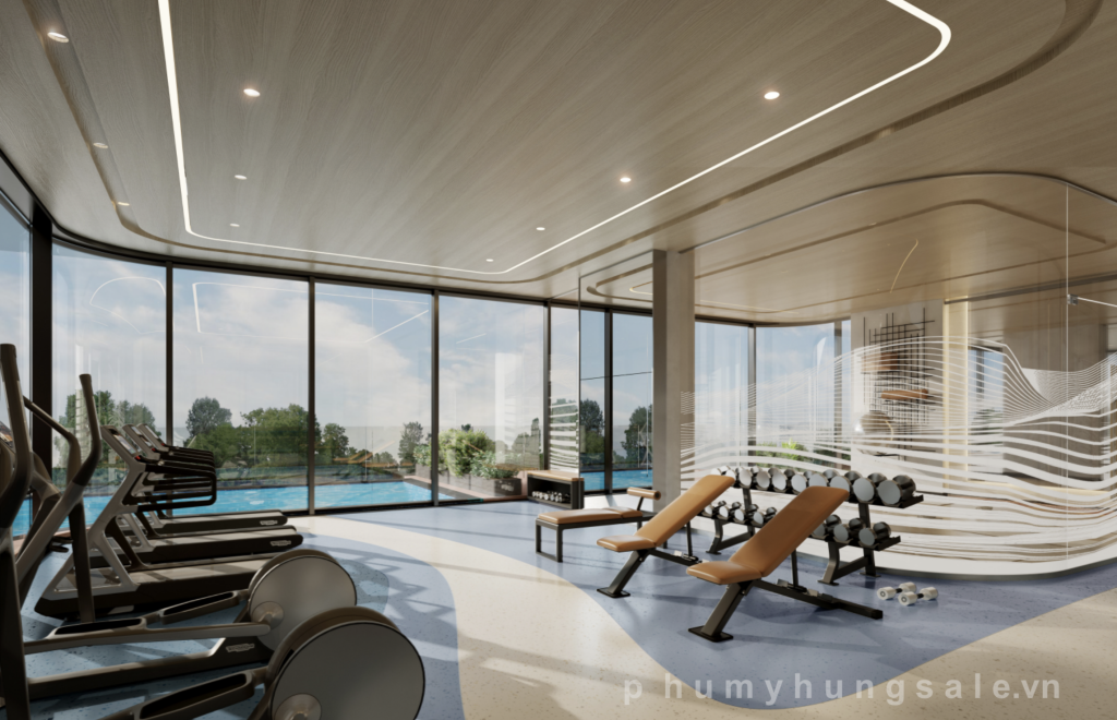 Phòng gym hiện đại đầy đủ thiết bị