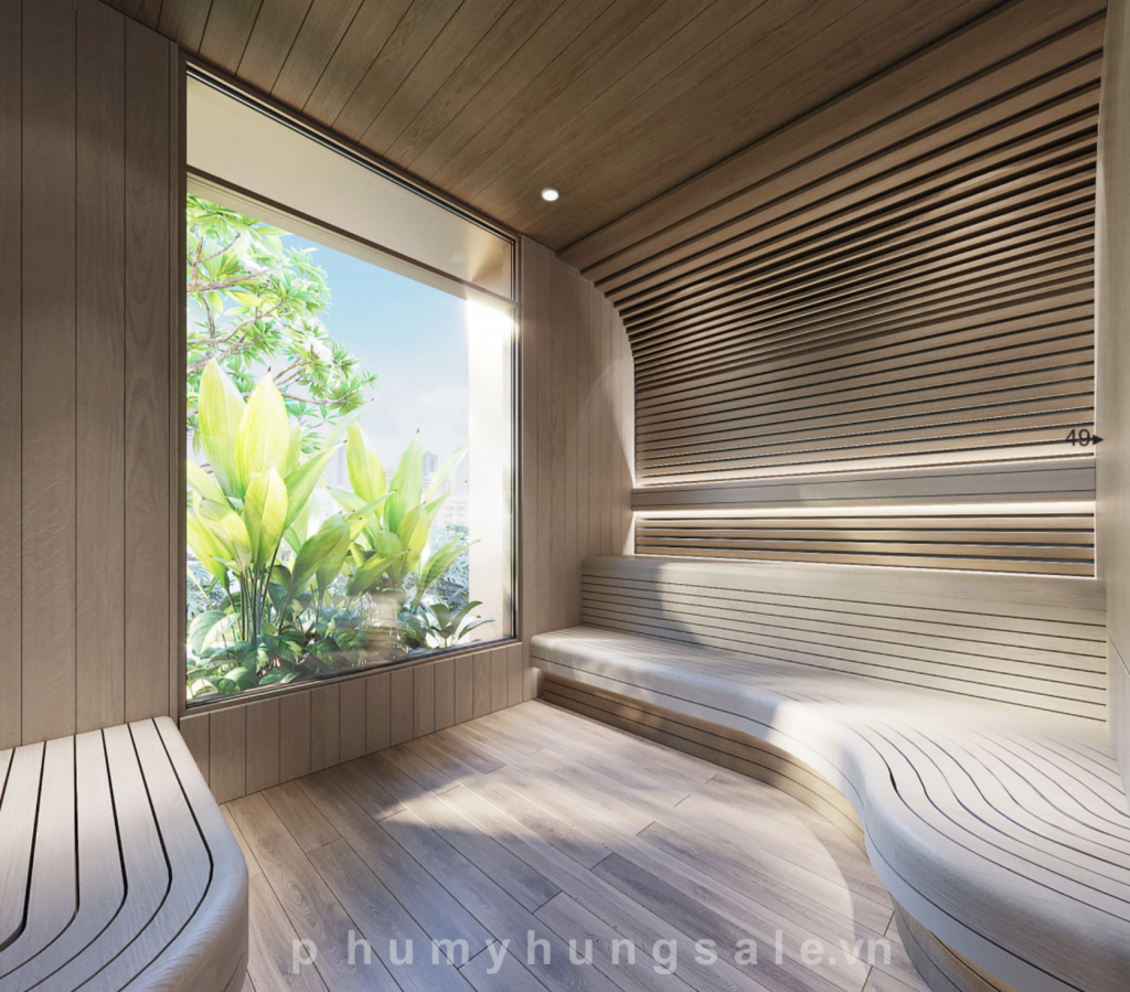 Phòng Sauna xông hơi khô được thiết kế trang nhã