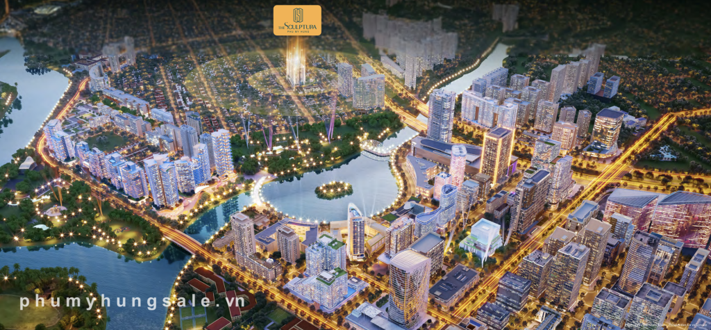 The Sculptura chỉ cách Hồ Bán Nguyệt - "trái tim" trung tâm đô thị Phú Mỹ Hưng tầm 100m đi bộ