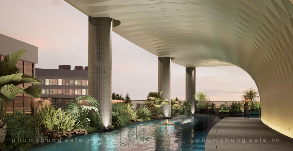 Khu tiện ích ở tầng 3 của căn hộ hạng sang The Regency được thiết kế mái vòm uốn cong đặc sắc. Tạo cảm giác vừa ấm cúng nhưng vẫn không kém phần sang trọng, tựa như tại resort nhiệt đới 5 sao - là nơi để cư dân tận hưởng, thư giãn mỗi ngày