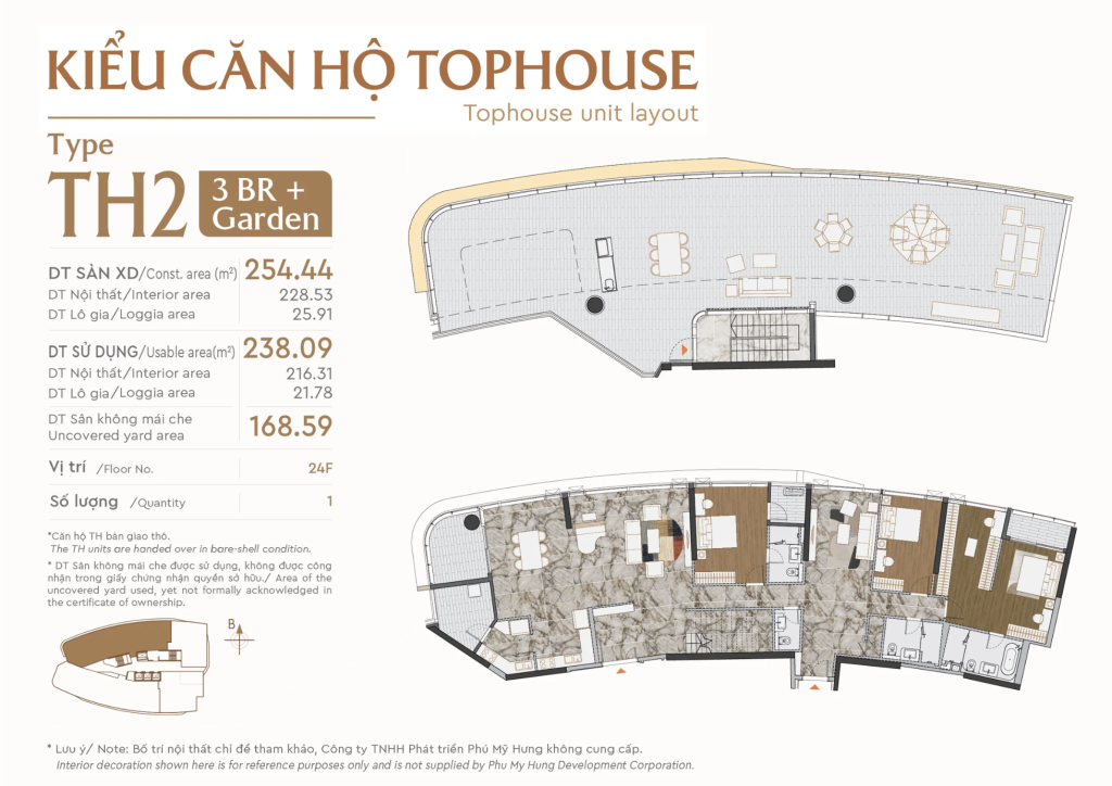 Kiểu căn hộ Tophouse TH2 tại Phú Mỹ Hưng The Regency