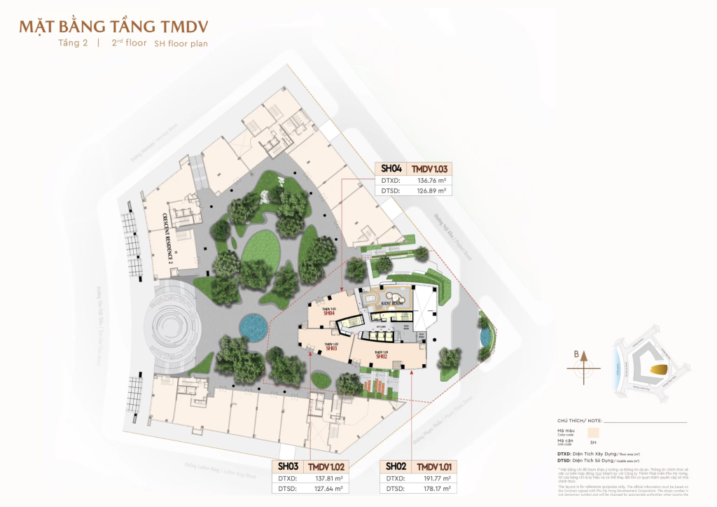 Mặt bằng tầng 2 thương mại Phú Mỹ Hưng The Regency