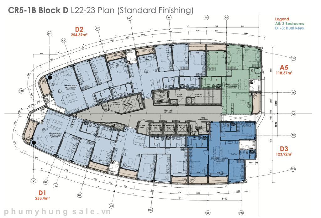 Mặt bằng căn hộ Dual Keys 6 phòng ngủ Phú Mỹ Hưng The Regency