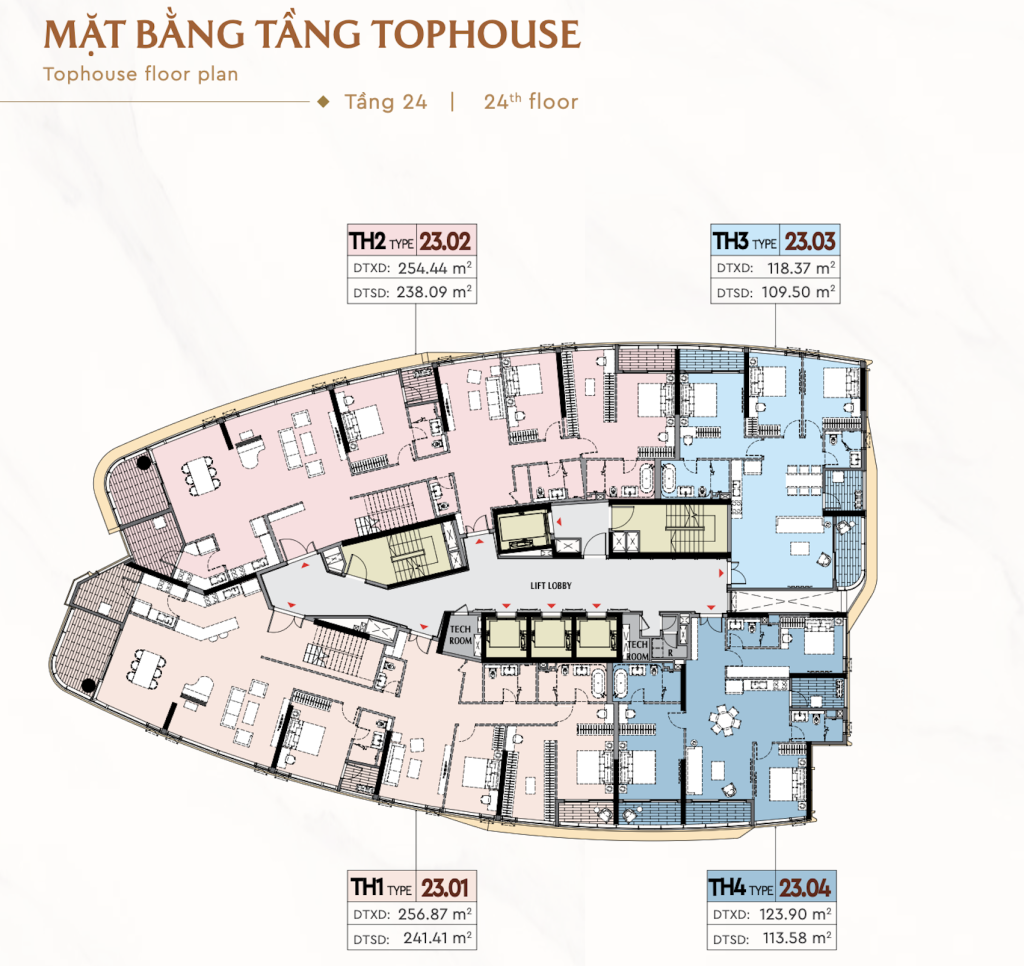 Mặt bằng tầng 24 - Tophouse Phú Mỹ Hưng The Regency