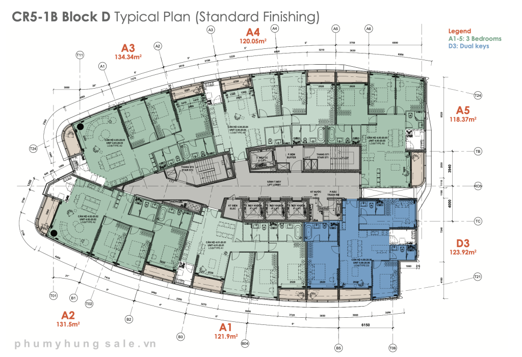 Mặt bằng căn hộ tầng điển hình Phú Mỹ Hưng The Regency