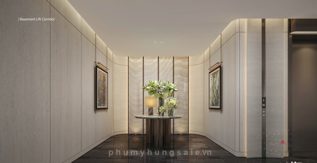 Sảnh tầng hầm tại The Regency cũng được Phú Mỹ Hưng thiết kế chỉn chu, sang trọng chào đón cư dân về nhà
