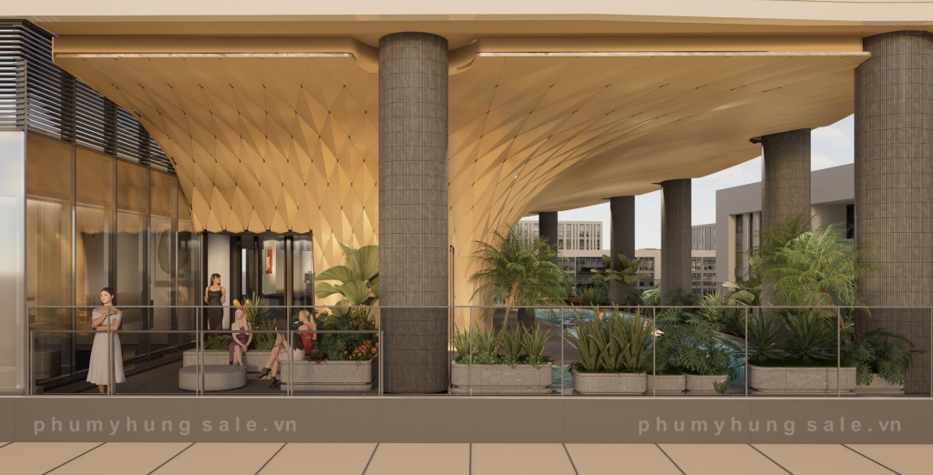 Mái vòm màu vàng hoàng kim tại tầng tiện ích là thiết kế đặc sắc dựa trên ý tưởng chung của dự án là "Cánh buồm" vươn khơi. Đây là điểm nhấn độc bản lần đầu tiên xuất hiện tại Phú Mỹ Hưng. 