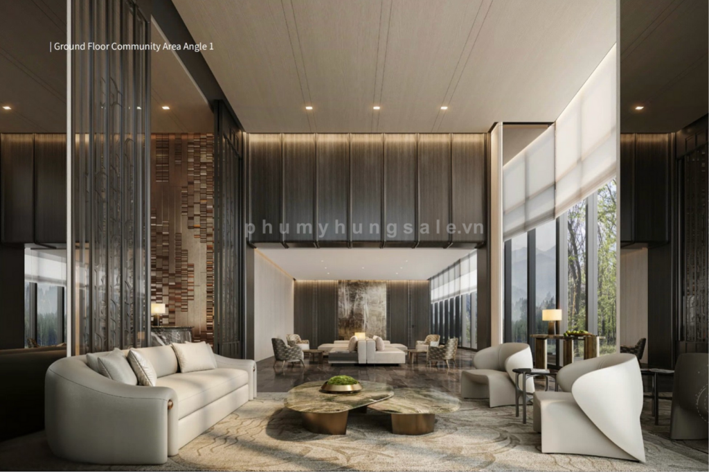 Phòng cộng đồng được thiết kế sang trọng với độ cao trần cao, thoáng