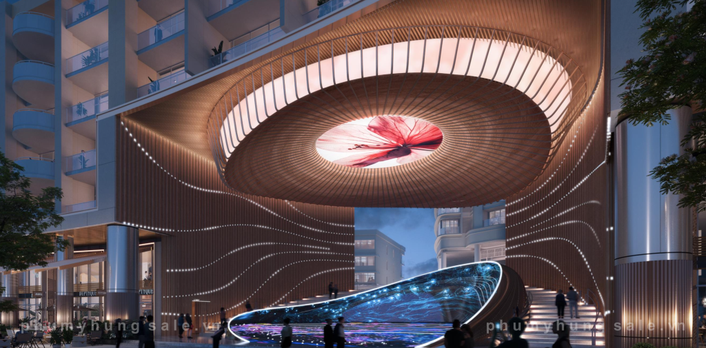 Thiết kế Cổng Lãng Mạn - lối vào từ Hồ Bán Nguyệt kết nối đến The Regency 