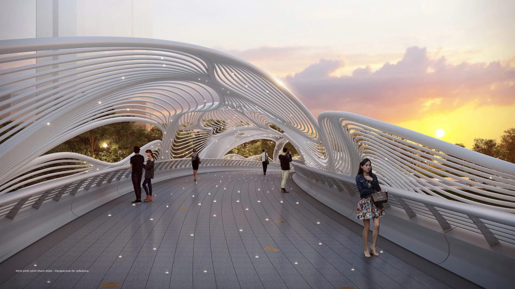 Hồ Bán Nguyệt thiết kế mới sẽ có thêm cầu Ánh Trăng đặc sắc nối liền từ khu vực Crescent Mall sang công viên Cảnh Đồi