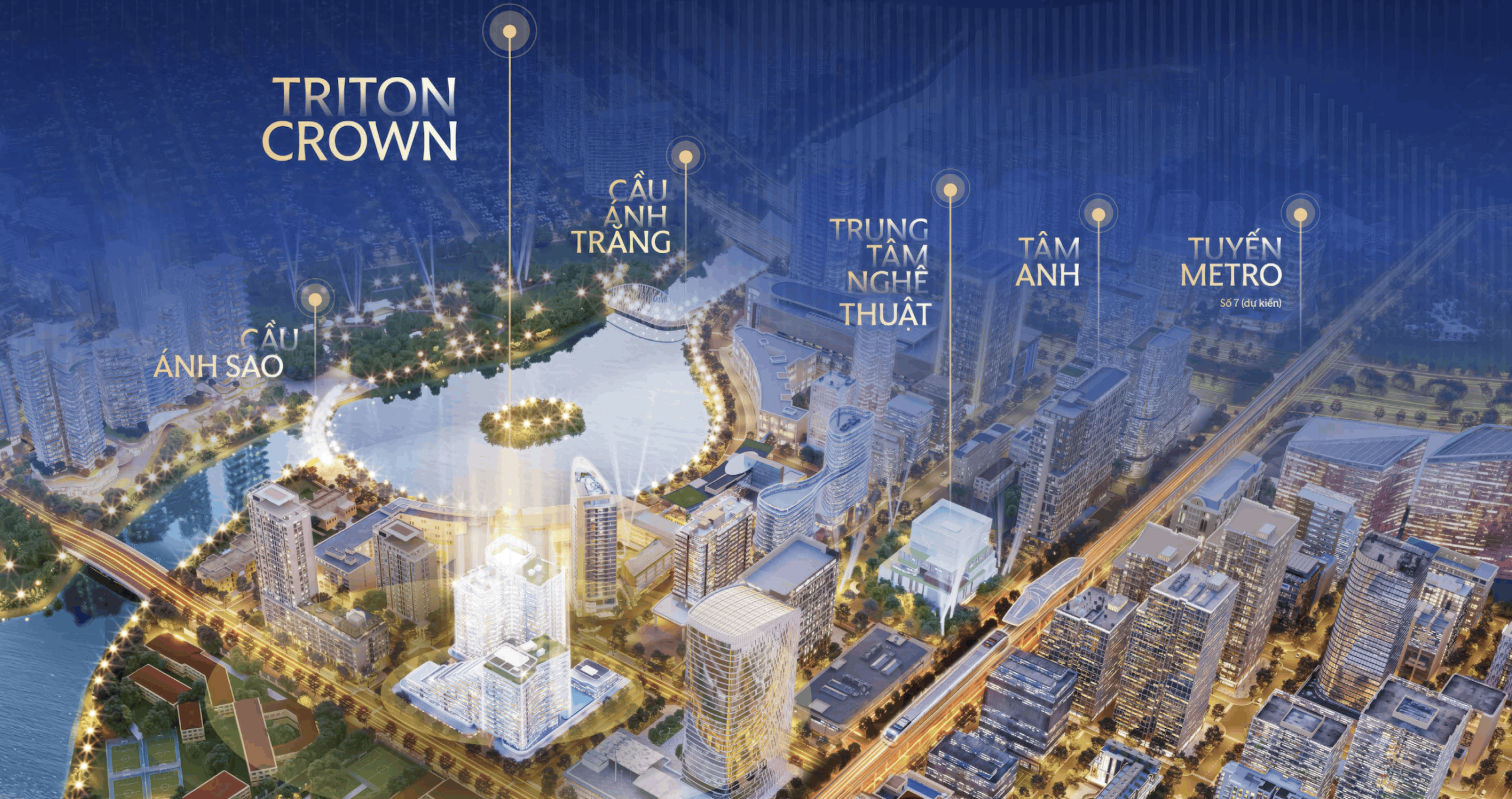 Vị trí Triton Crown ở trung tâm khu Hồ Bán Nguyệt
